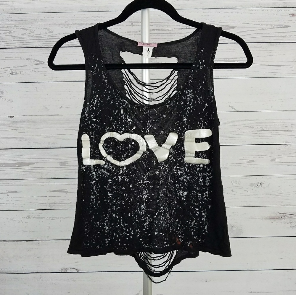 Women's Miss Popular Ripped Tank Top Size Medium