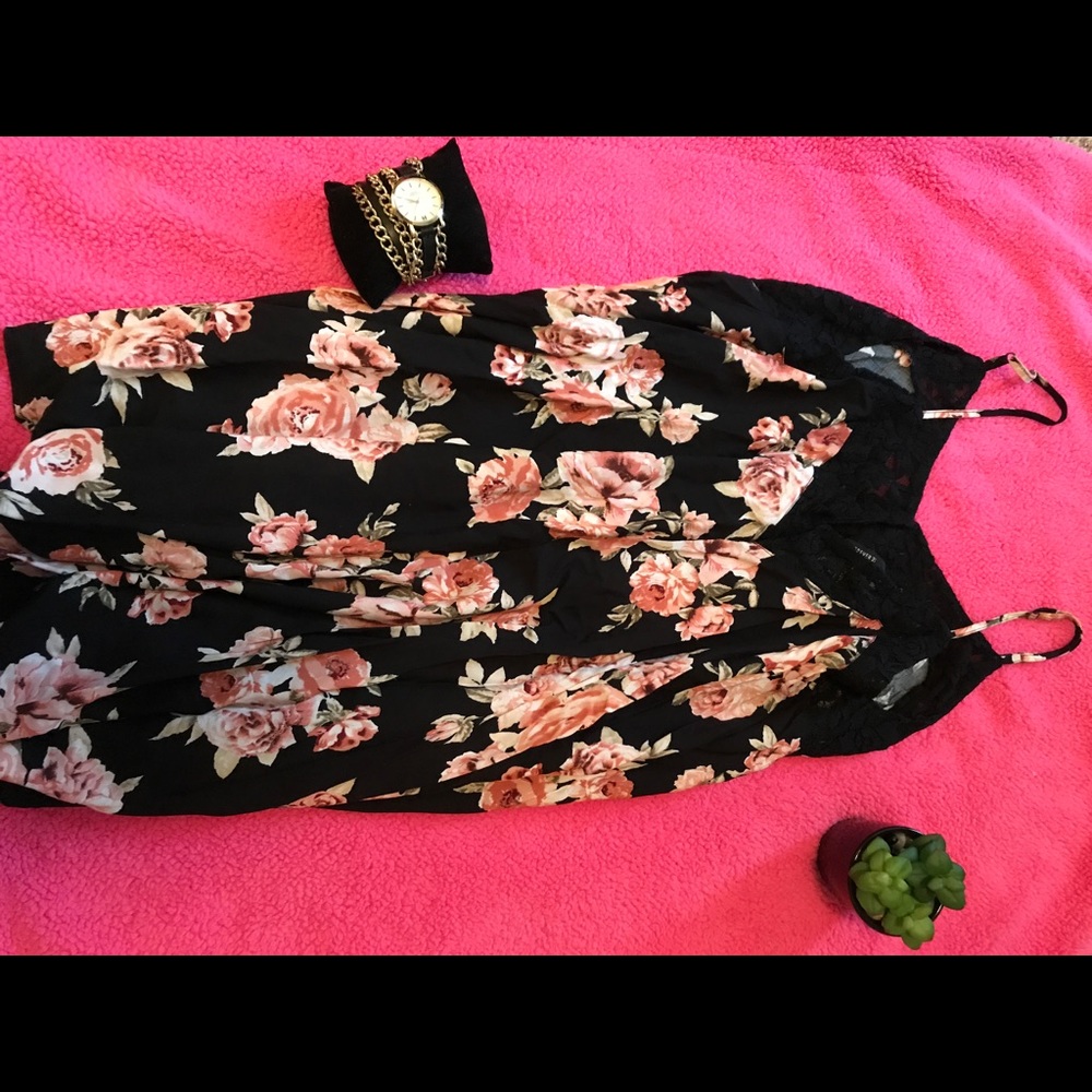 Forever21 Black Floral Spaghetti Straps dress