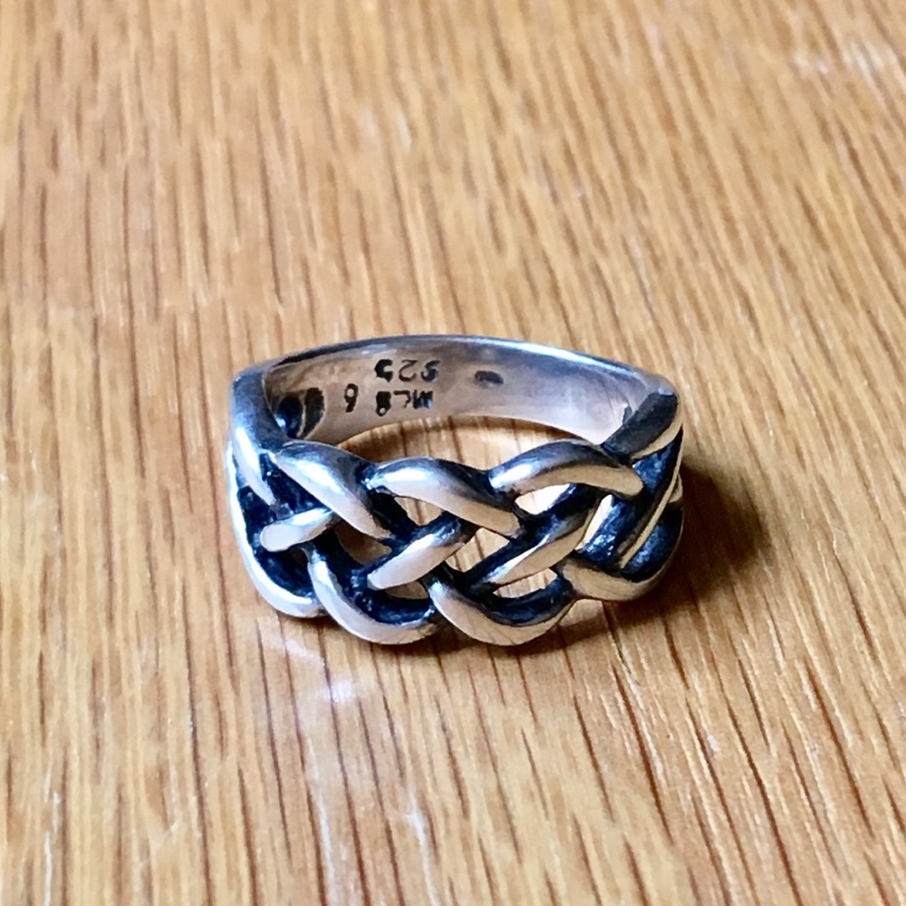 Silver braided ring - size 6 band