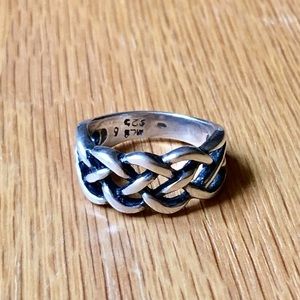 Silver braided ring - size 6 band