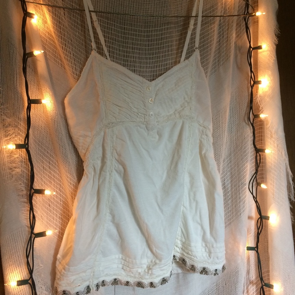 Beaded White Lace Inset Cami