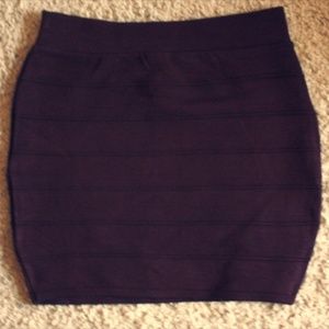 Dark Purple Fitted Knit Mini Skirt