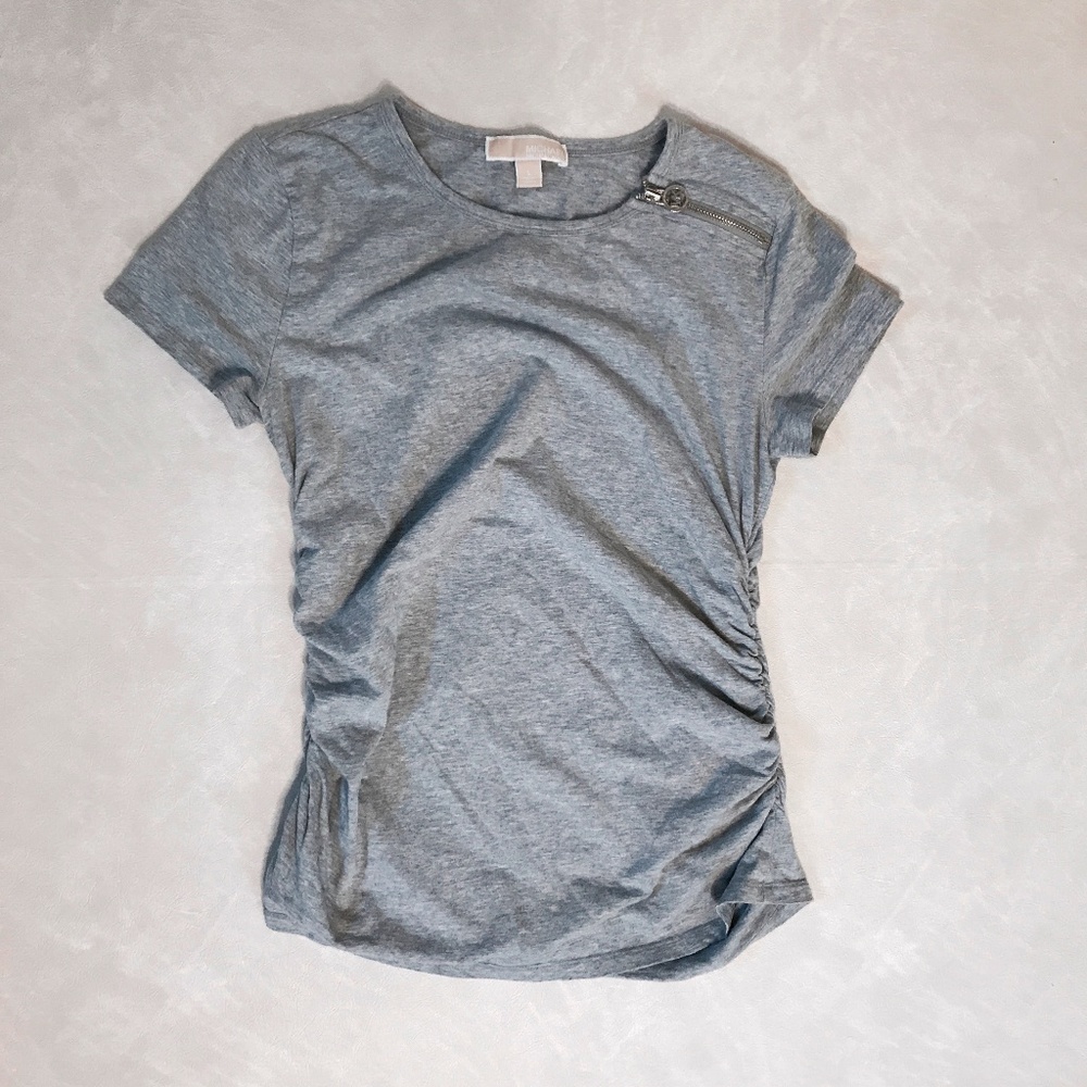 michael kors grey fancy tshirt logo zipper