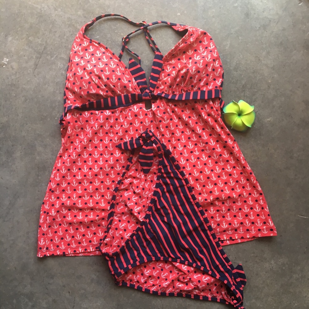 Navy/ red tankini swimsuit