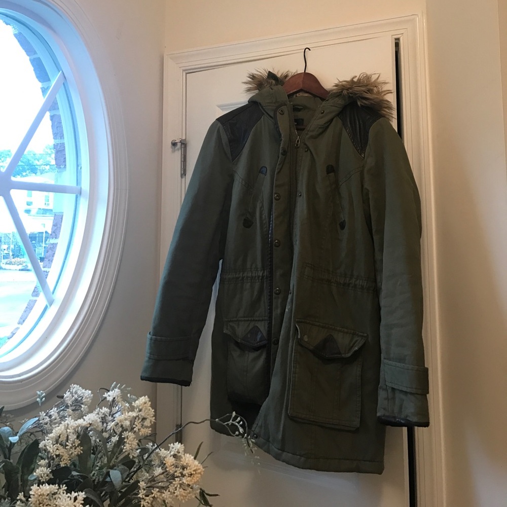 Olive winter coat.