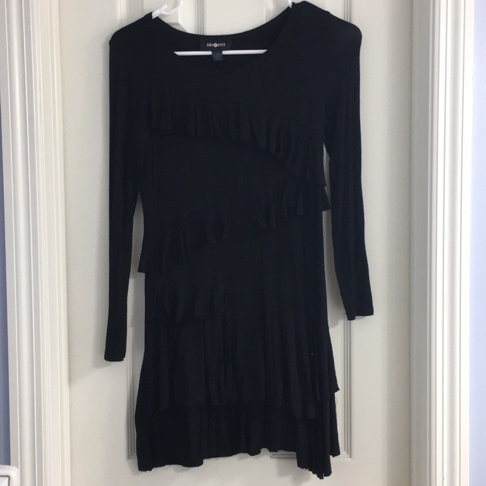 Frilly casual black dress, size large/14
