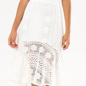WHITE MIDI SKIRT FARM RIO