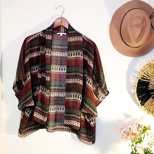 Boho Lightweight Shawl, Short Sleeve Cardigan