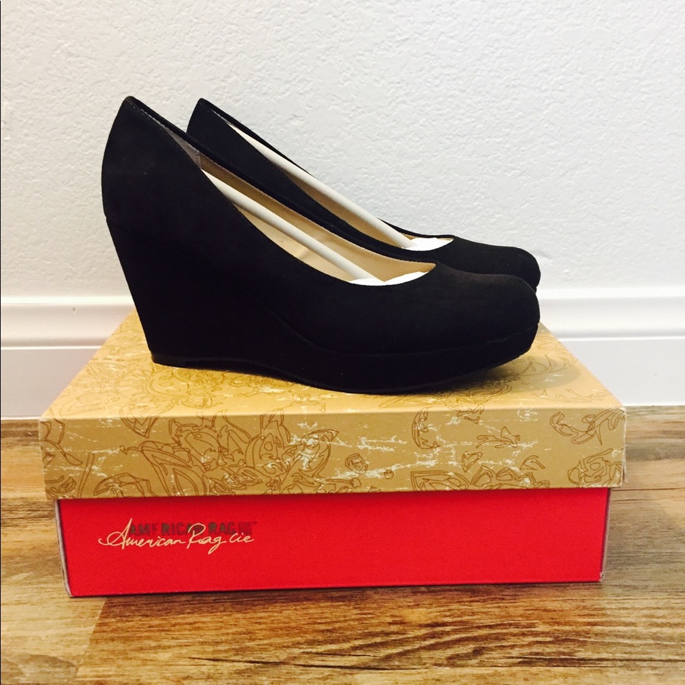 American Rag Black Wedge Shoes 7M