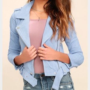 Blank NYC Periwinkle blue suede moto jacket