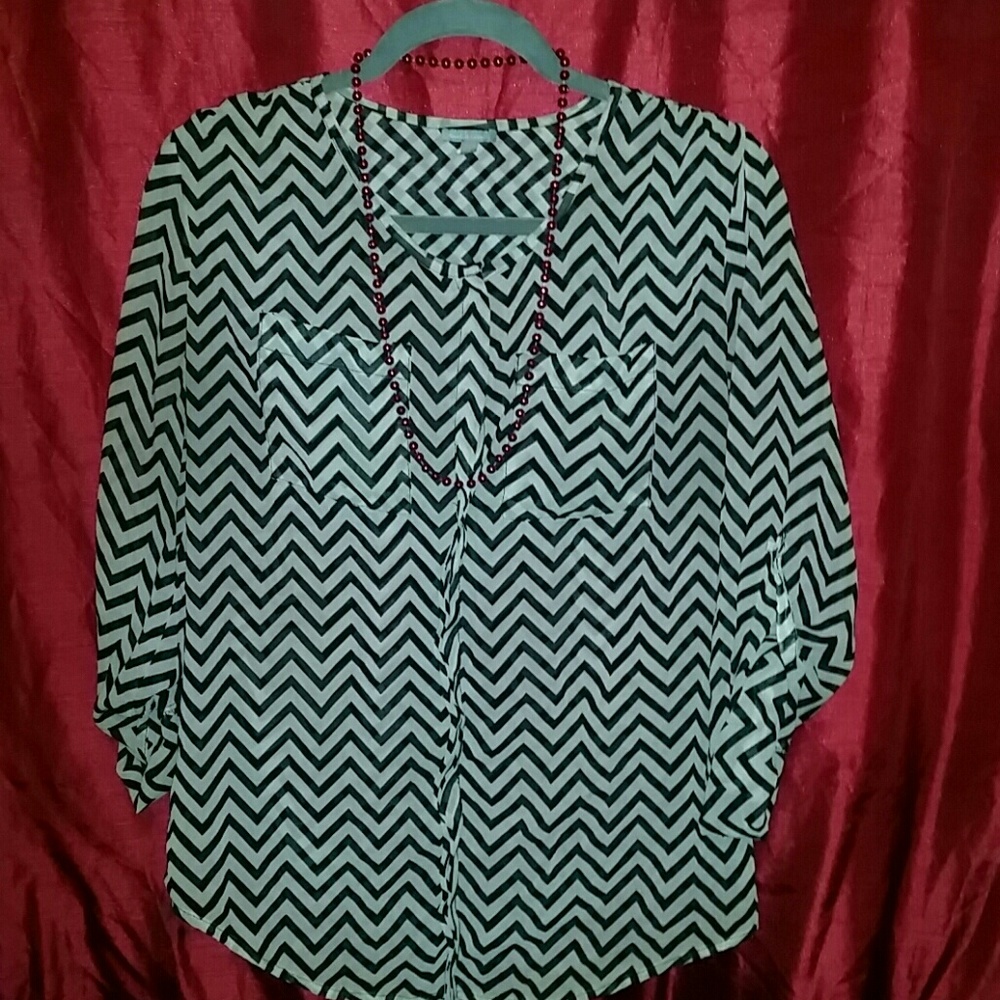 Charlotte Russe sheer tan and black blouse