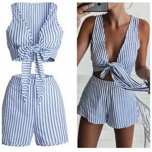Two Piece Set Crop Top/ Shorts