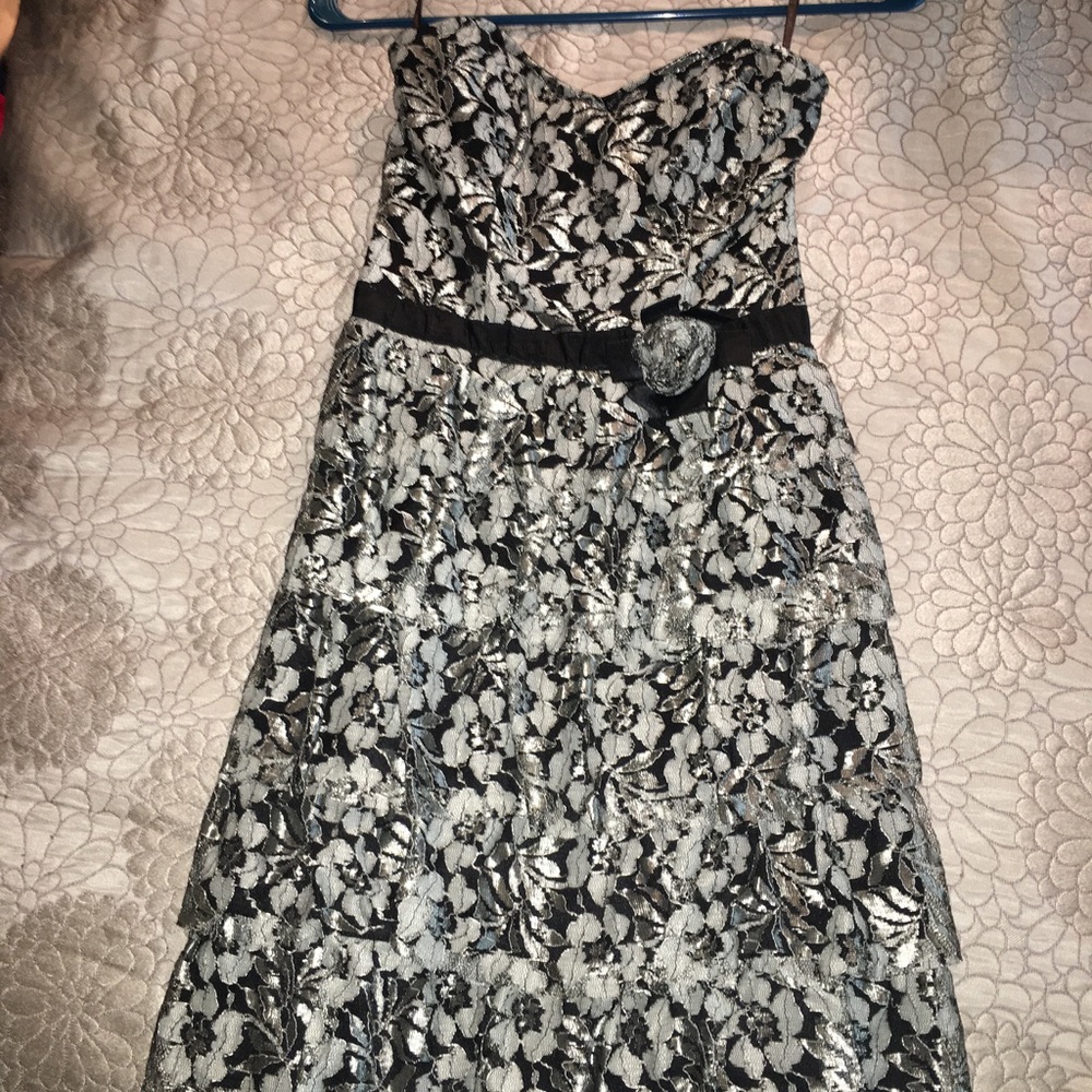 Strapless black and silver dress! New w/o tag!
