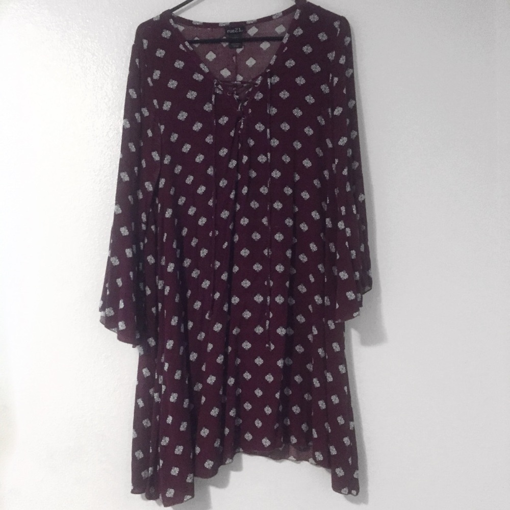 Flowy Purple Lace Up Dress