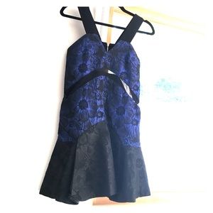 Three Floor mesh panel cocktail dress