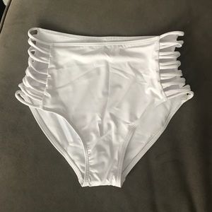 High waisted white bikini bottom