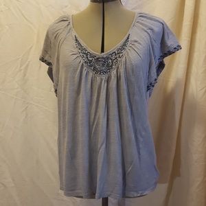 AE gray and blue top
