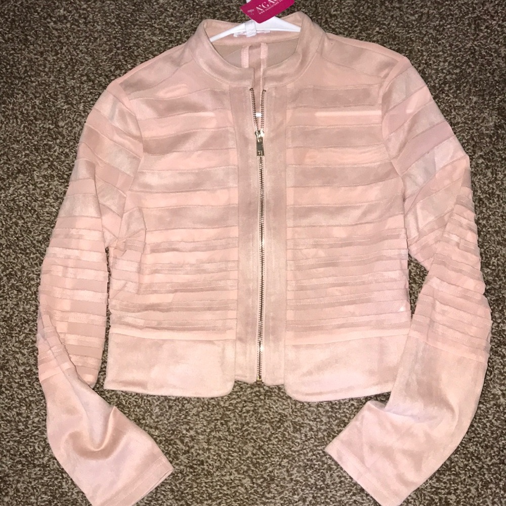 Agaci Suede and mesh Blush jacket