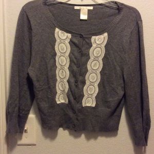 Charlotte Russe grey cardigan with lace