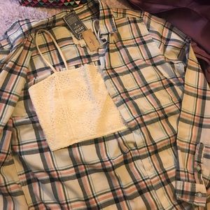 Plaid long sleeve w/tank