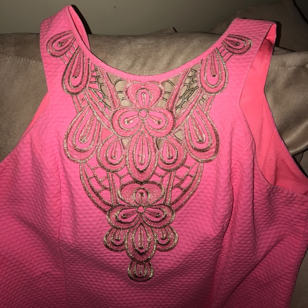 Lilly Pulitzer Hot Pink with Gold detail Dress