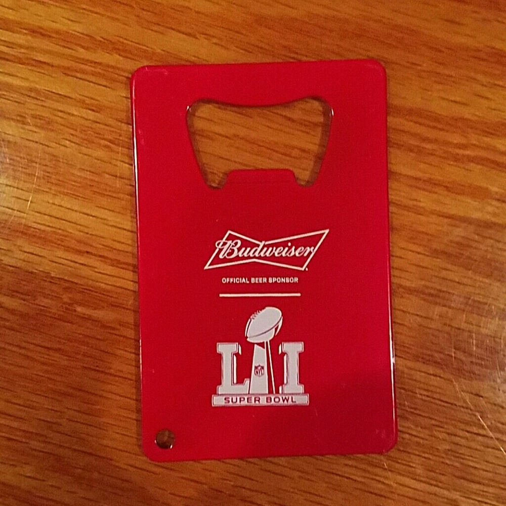 Super Bowl Bud wallet Card metal bottle opener