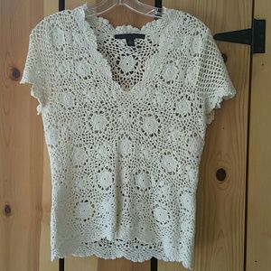 Clearnace!!! Lucky Brand crocheted shirt