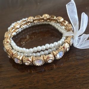 Francesca's faux pearl crystal ribbon bracelet