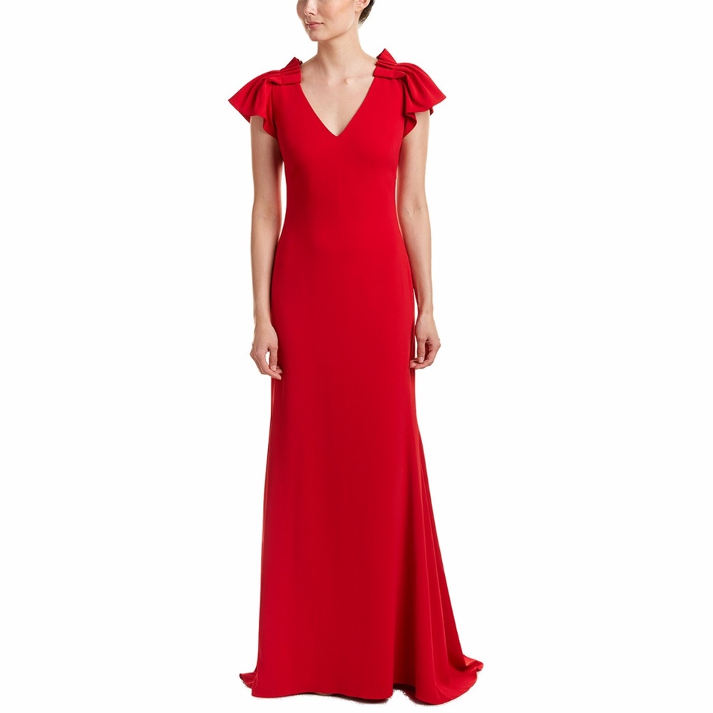 Badgley Mischa Women's Red Pleated Shoulder Gown