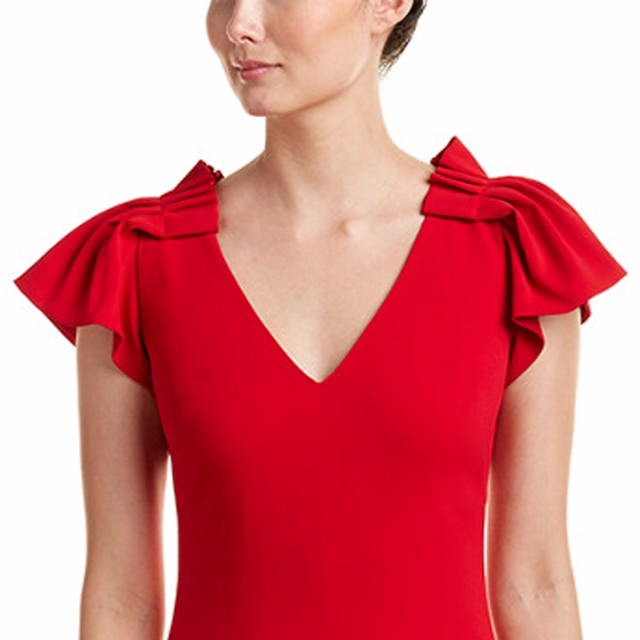 Badgley Mischa Women's Red Pleated Shoulder Gown - Picture 3 of 4