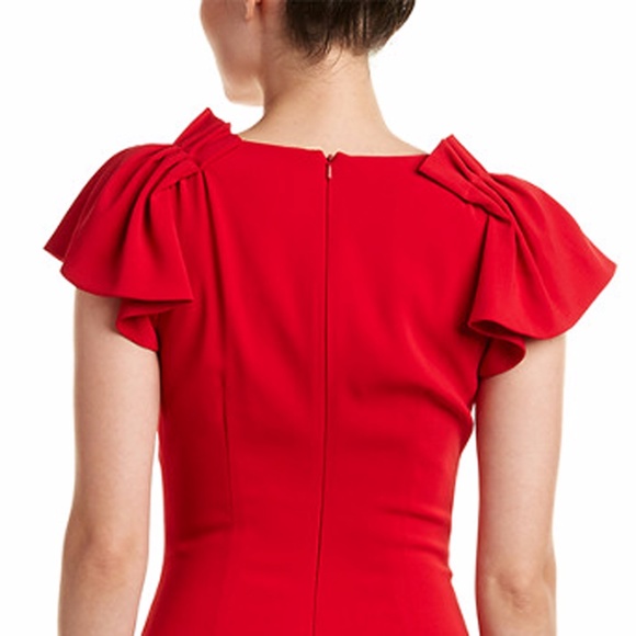 Badgley Mischa Women's Red Pleated Shoulder Gown - Picture 4 of 4