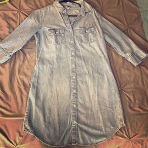 Denim shirt dress with pockets! Like new!
