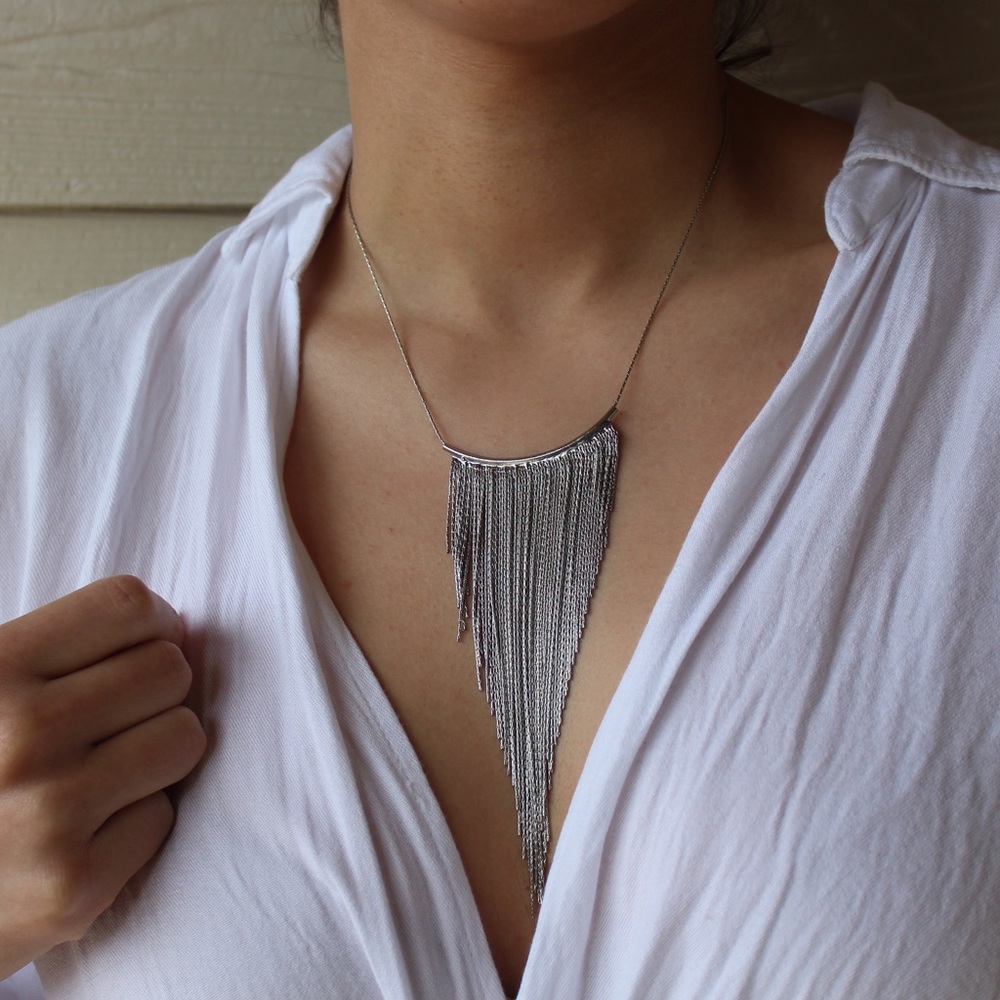 Silver Fringe Necklace