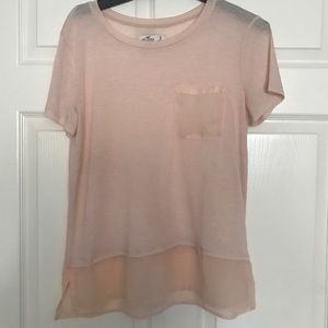 Pink tshirt with layered end