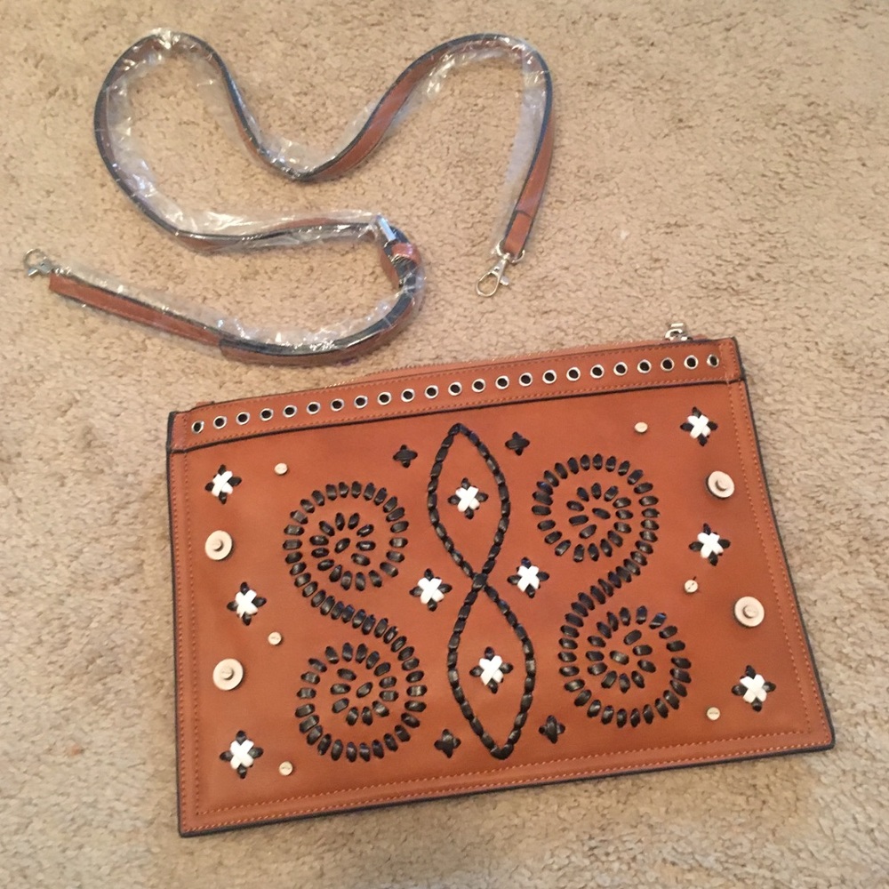 Embroidered Culture Riot clutch w detachable strap