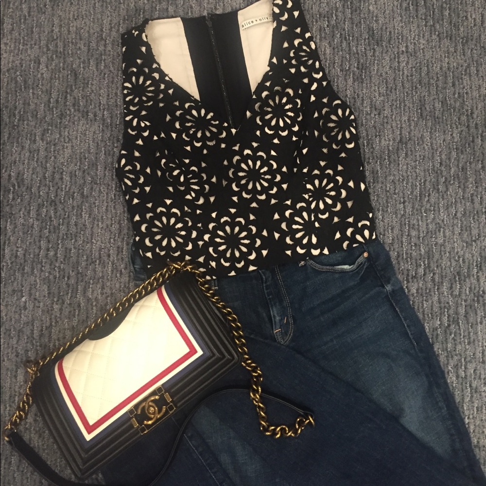 Alice + Olivia lace crop top
