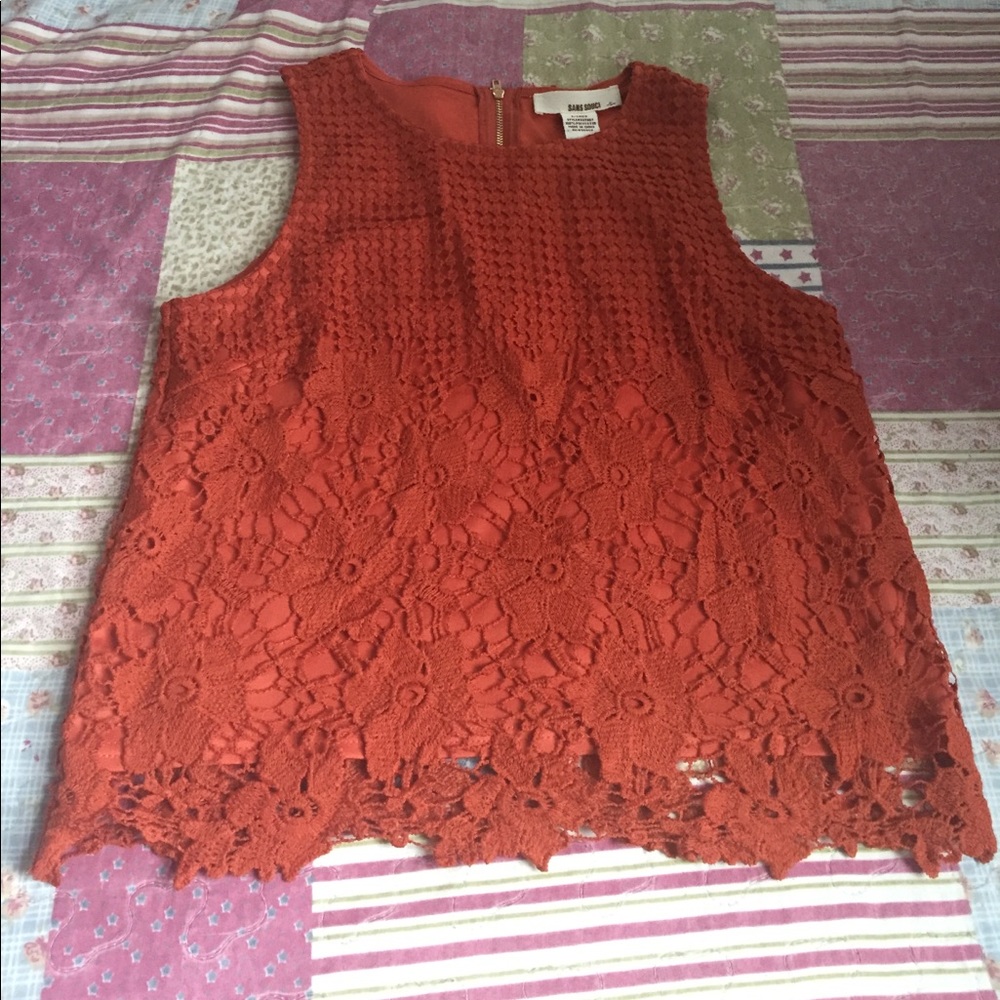 Lace burnt orange top
