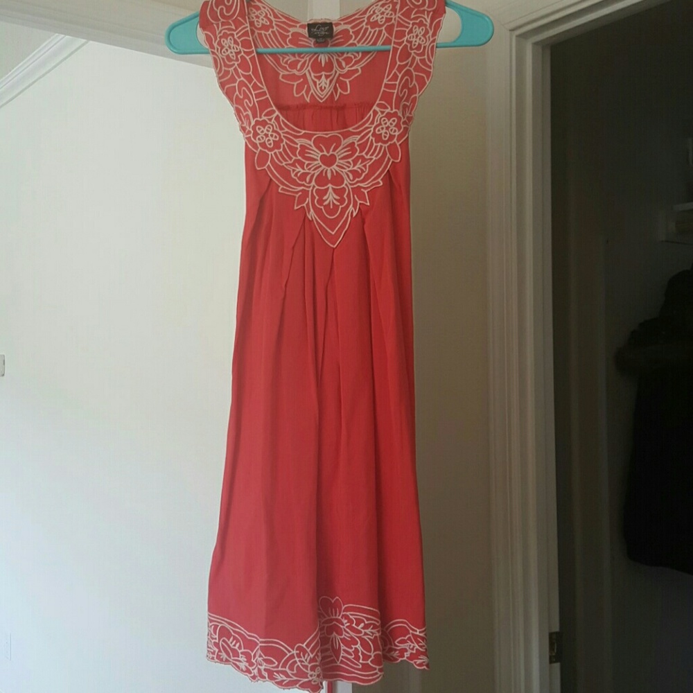 Coral dress.