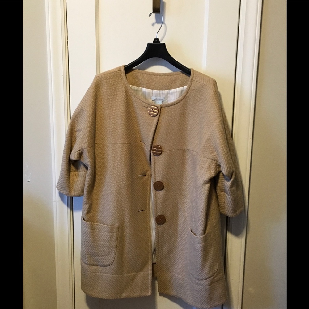 3/4 sleeve tan swing coat