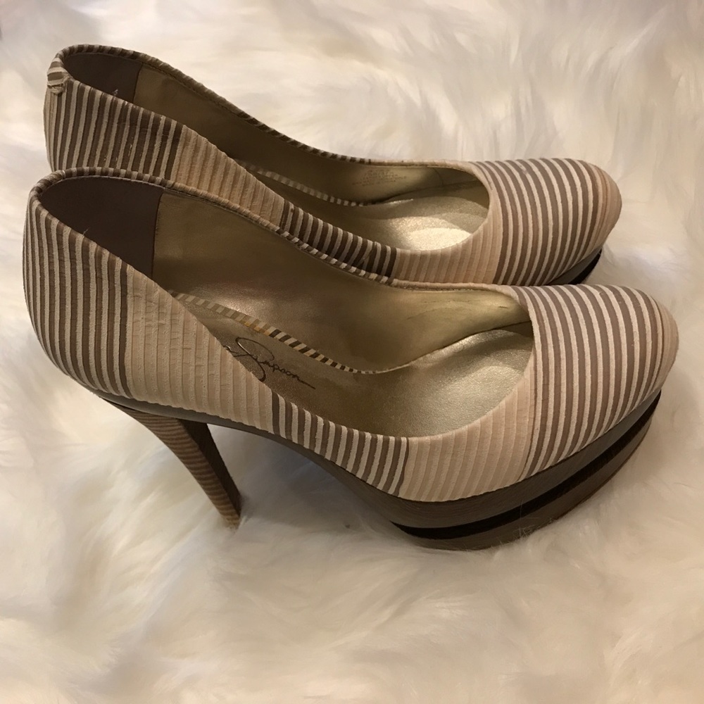 Jessica Simpson Striped Platform Pumps