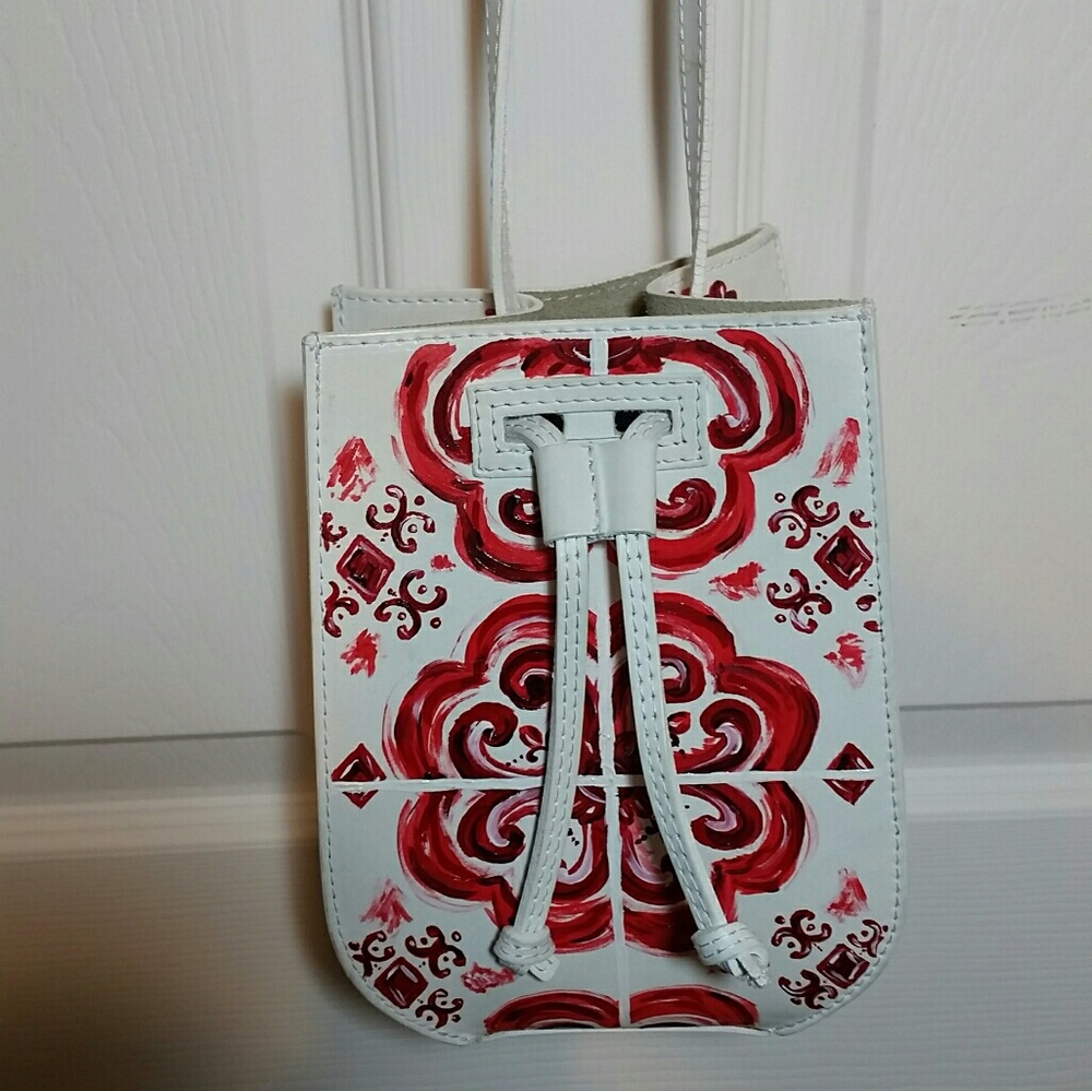 Unique hand painted italian leather purse