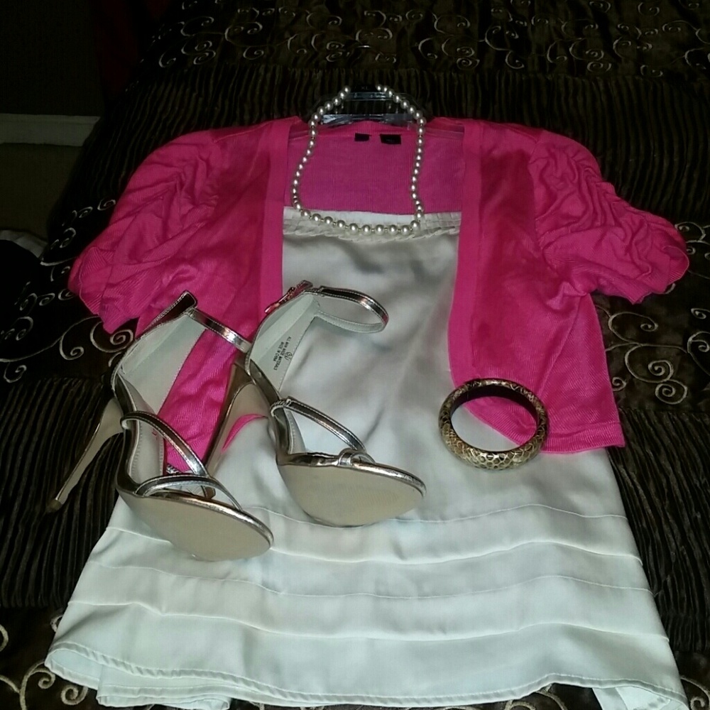 H&M Hot pink cropped cardigan sweater