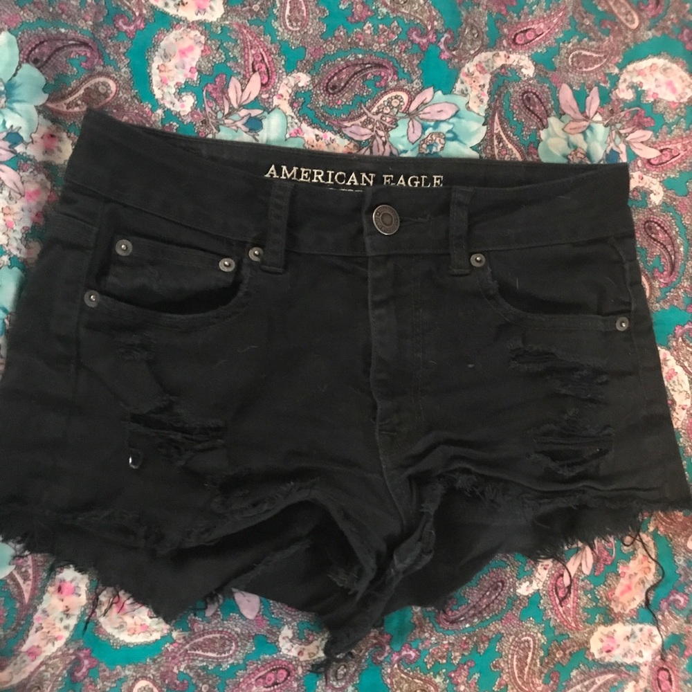 American eagle outfitters black frayed shorts