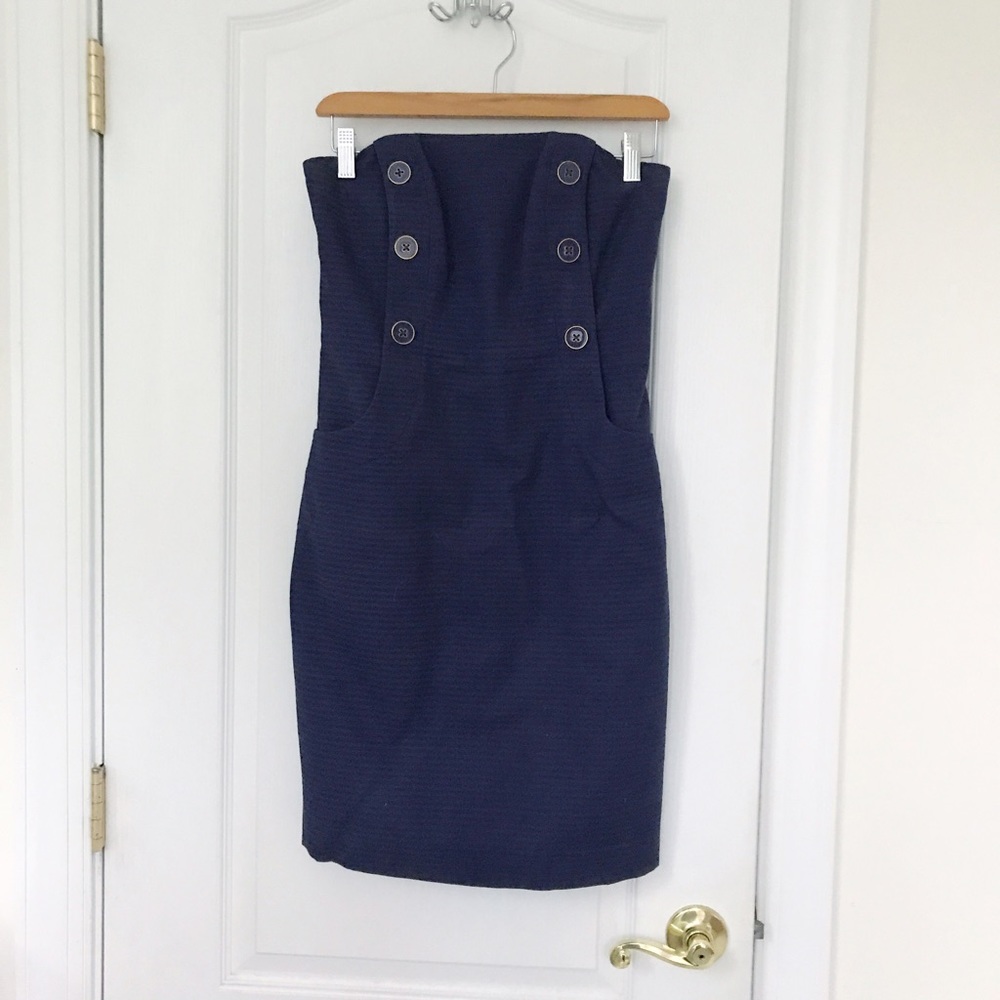 Lilly Pulitzer navy strapless dress sz 0 like new