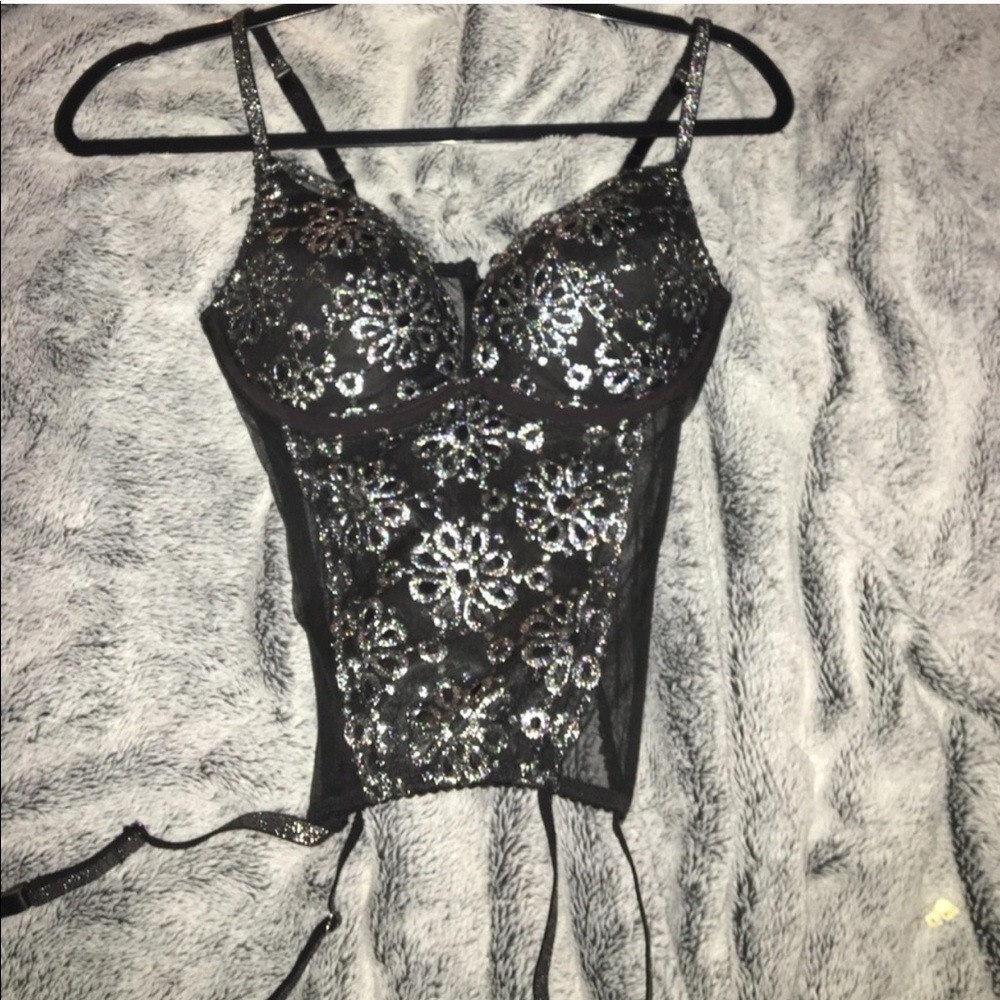 Victoria's Secret Black & Silver Lingerie Corset