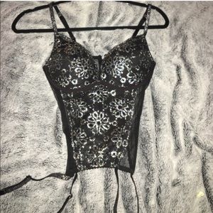 Victoria's Secret Black & Silver Lingerie Corset