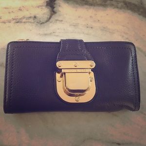 Deep purple MK wallet with gold buckle