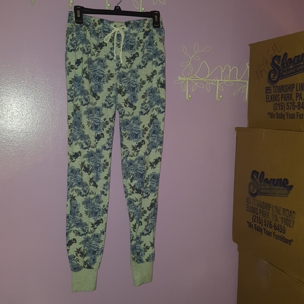 Blue Floral Sweatpants