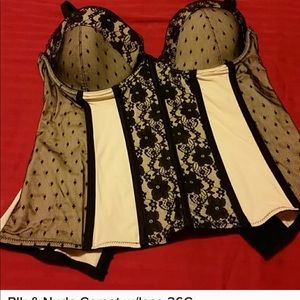 Black & Nude Corset with Lace Detail
