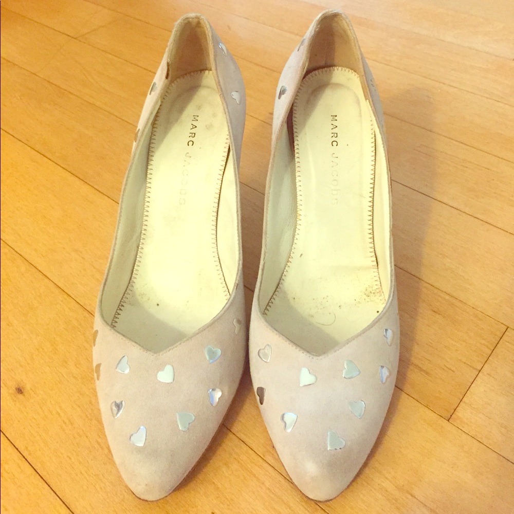 Marc Jacobs Pink Suede Heel Pumps with Hearts